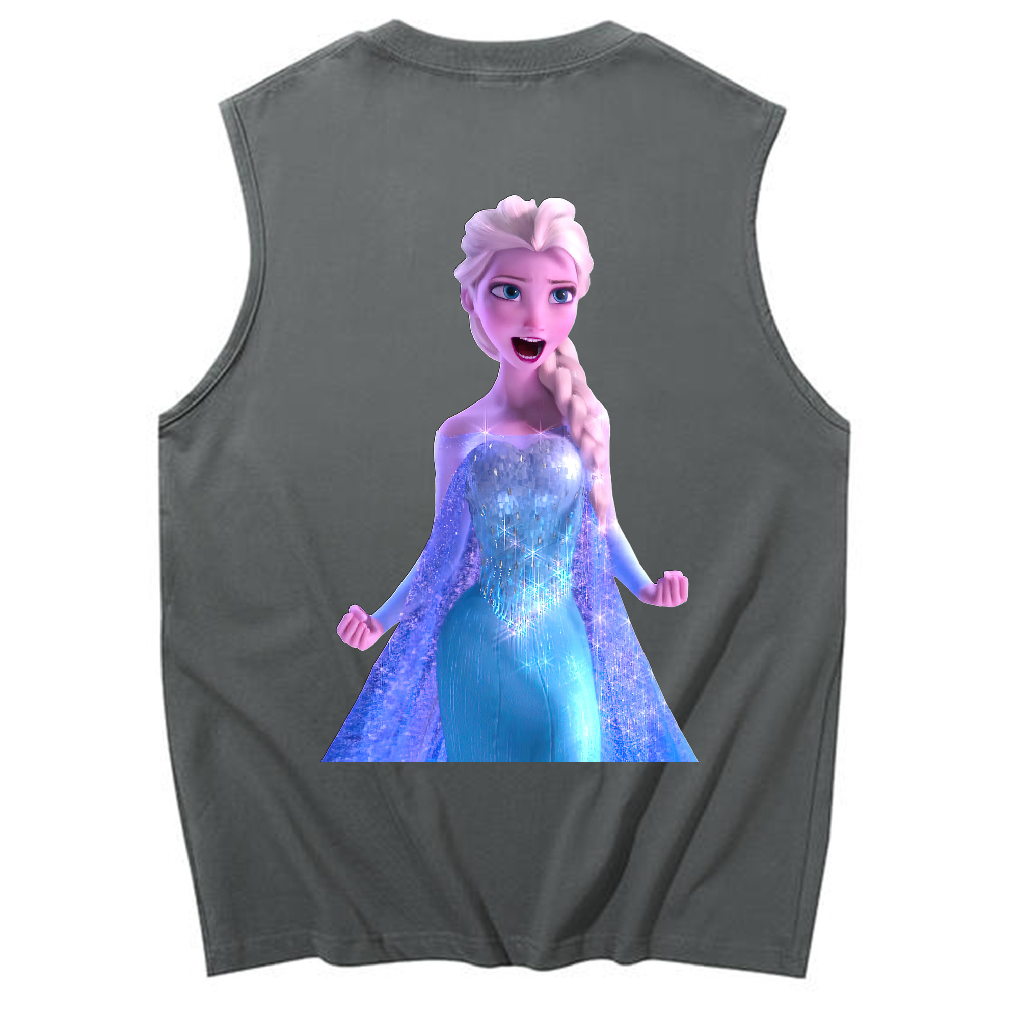 （画像用） アナと雪の女王 アンナ エルサ Frozen Anna Elsa コットン100％タンクトップ（背面プリント）